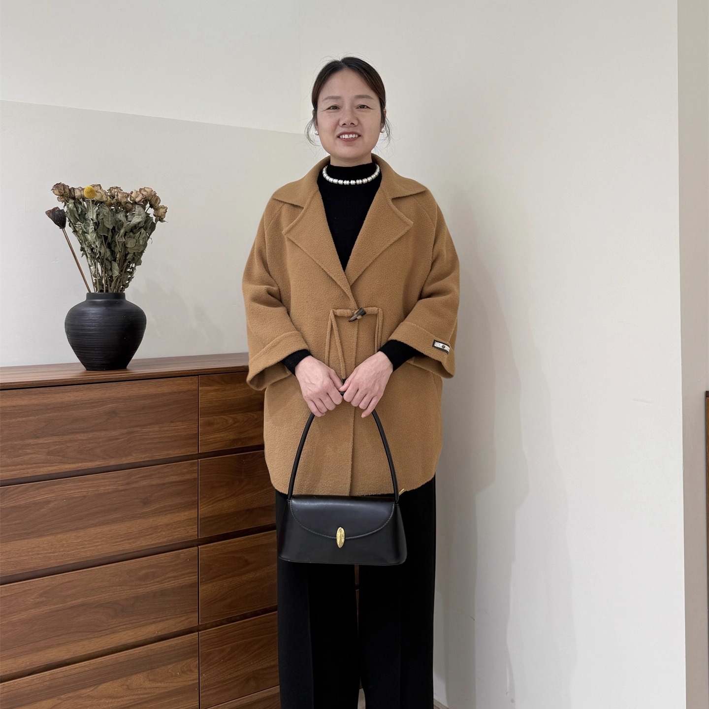 时尚中年妈妈秋装外套双面呢大衣