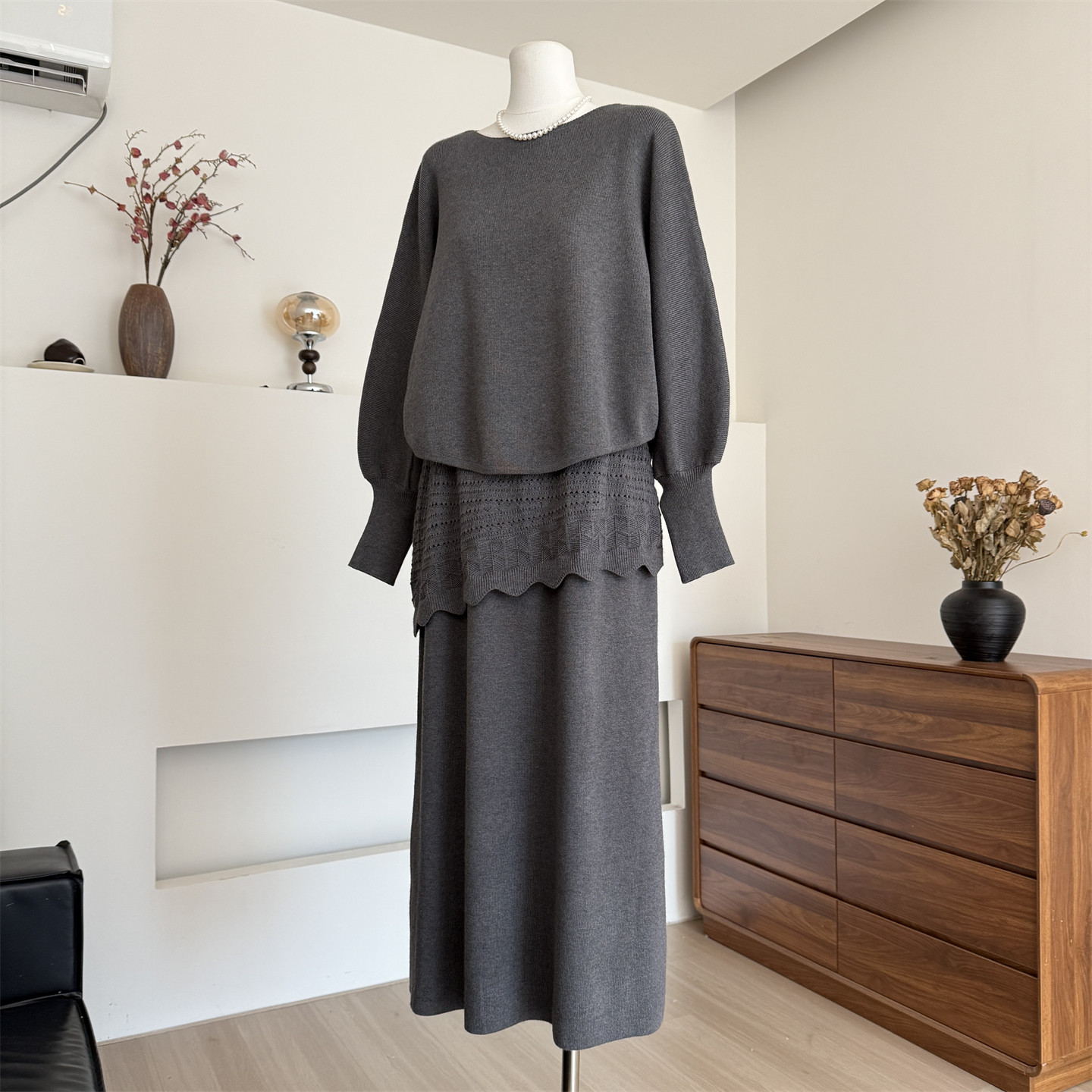 妈妈装新款春秋季针织上衣服两件套2026新款中老年女装毛衣打底衫