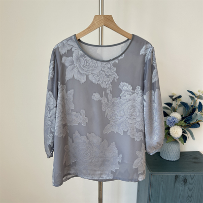 年轻妈妈夏装洋气雪纺小衫宽松