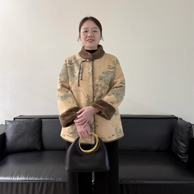 妈妈冬装洋气加绒加厚棉服