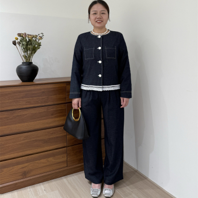 妈妈秋装套装洋气小香风上衣