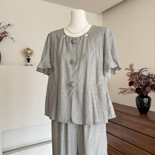 母亲节礼物衣服妈妈夏装套装中老年女短袖时尚洋气夏日小衫两件套