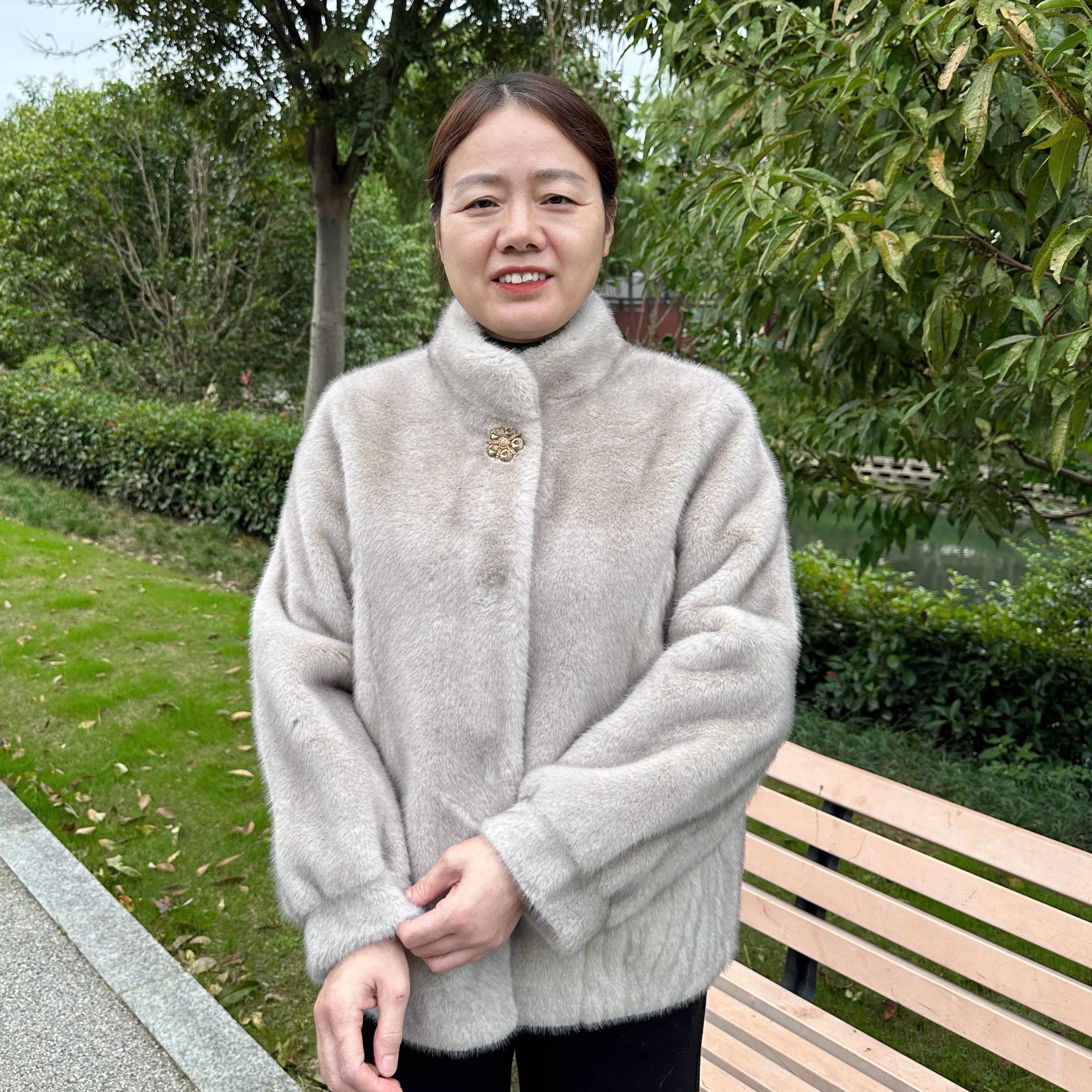 妈妈秋冬装水貂绒皮草外套