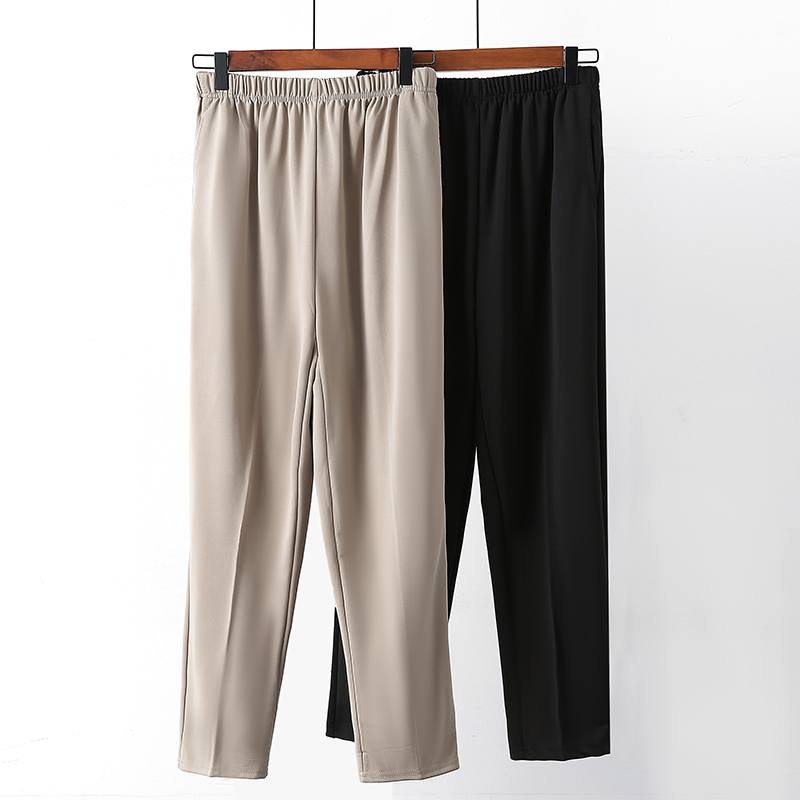 中老年夏装裤子50岁老太太薄款纯色高弹力大码休闲裤婆婆春季外穿