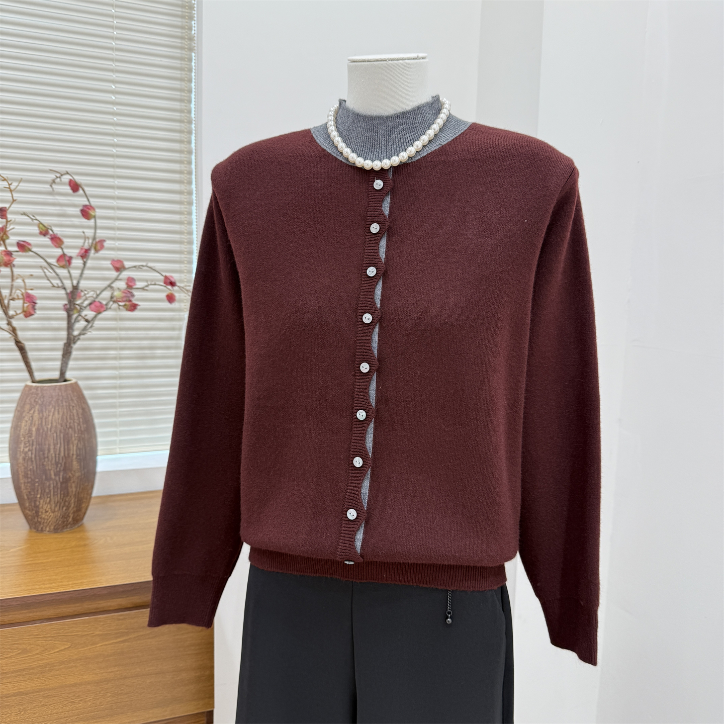 妈妈冬款半高领毛衣女加绒加厚