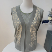 气质两件套上衣中老年女40岁50洋气针织小衫 长袖 开衫 妈妈春装 套装