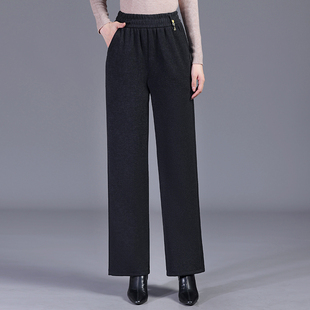 中年妈妈裤子春秋季新款直筒裤洋气中老年人女裤宽松腰小个子长裤