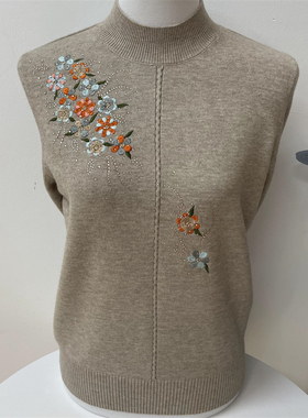 洋气妈妈装秋冬加绒羊毛衫大码中老年人女装半高领针织毛衣打底衫