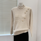 中老年人春秋针织打底衫 妈妈秋装 半高领毛衣中年女洋气小衫 上衣服