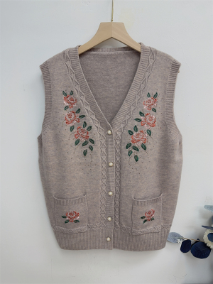 妈妈春季针织马夹毛线衣坎肩