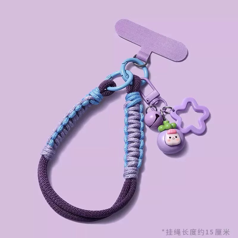 ins多巴胺铃铛草莓挂饰挂件短款手提腕带通用手机钥匙挂绳ccd相机