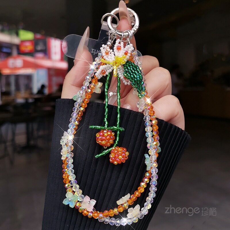 森系小清新手机链挂件ins女士超好看手作串珠饰品高级感户外便携