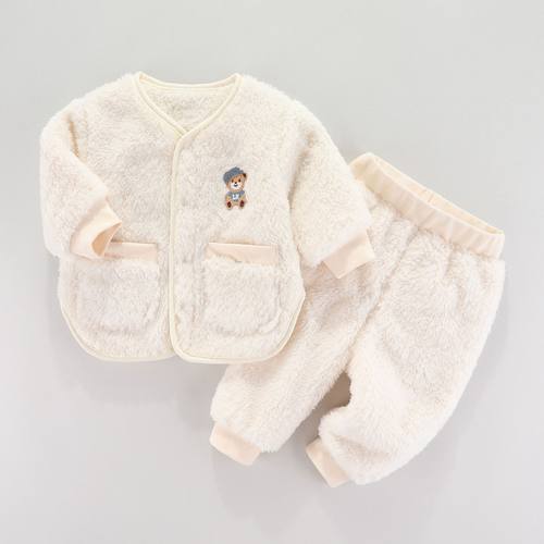 【三折专区】品牌折扣店撤柜秋冬款两件套宝宝保暖可爱加绒家居服