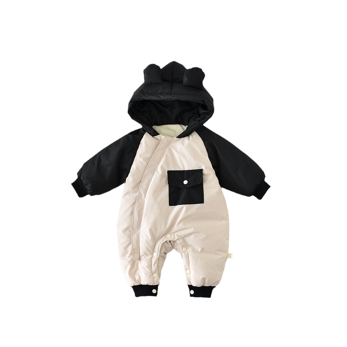 三折品牌清仓婴幼儿秋冬季连帽加绒保暖棉衣加厚卡通衣服外出爬服