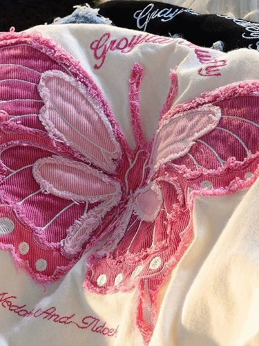 Ретро пластырь, футболка с коротким рукавом для влюбленных, в американском стиле, с вышивкой, этнический стиль, оверсайз