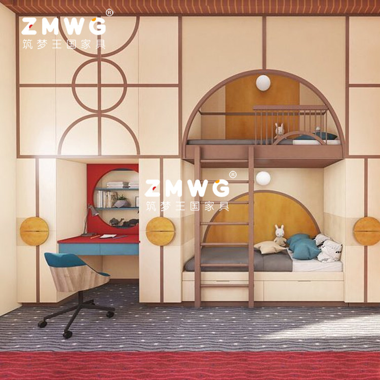 筑梦王国多功能上下儿童床定制实木书桌组合高低床男童女童双层床