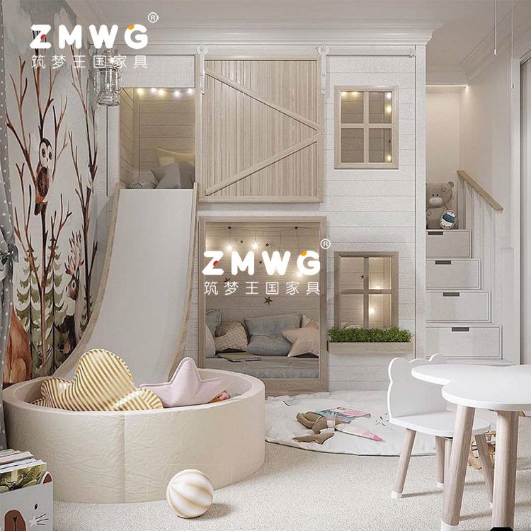 筑梦王国定制实木床多功能上下床组合卡通双层床男童女童高低床