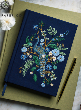 美国Rifle Paper Co.刺绣日记手账笔记本线记录精装精美横线孔雀