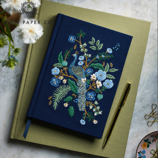 精美横线孔雀 Co.刺绣日记手账笔记本线记录精装 美国Rifle Paper