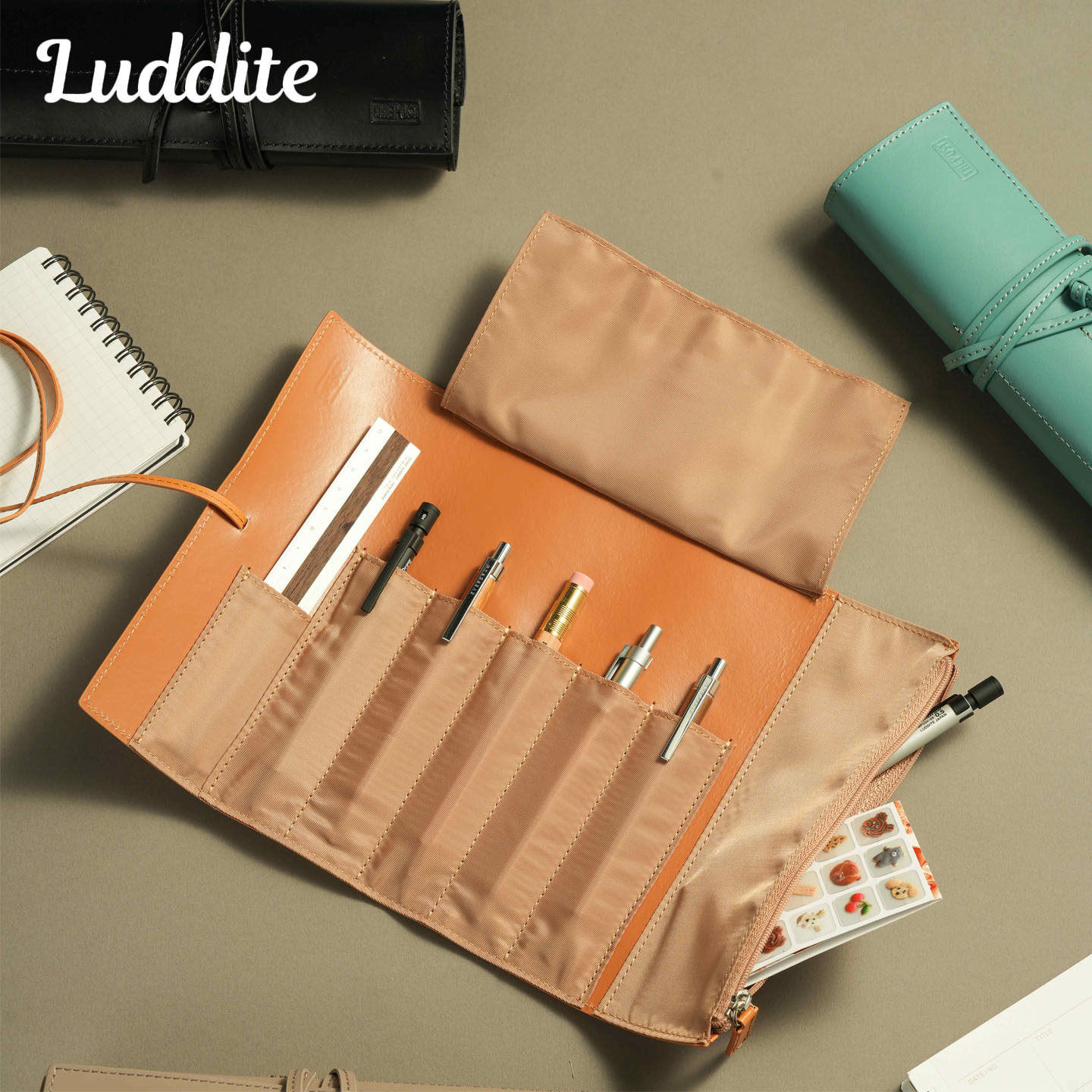 日本Luddite皮革卷式笔帘The Post卷帘笔袋高端钢笔商务收纳送礼