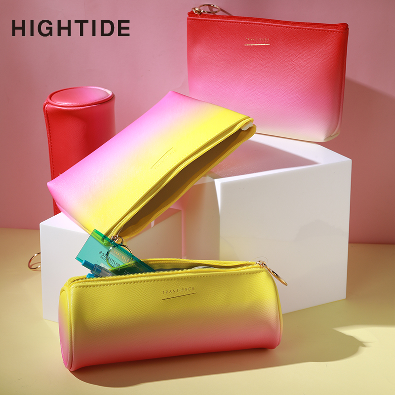 日本HIGHTIDE 渐变色卡片名片收纳夹大容量创意笔筒笔袋收纳包女