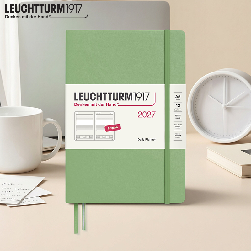 德国LEUCHTTURM1917灯塔2027年12个月日计划手账笔记本带时间轴A5