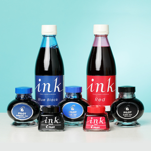 日本pilot百乐 350ml非碳素钢笔墨水彩色蓝黑红大小瓶 INK