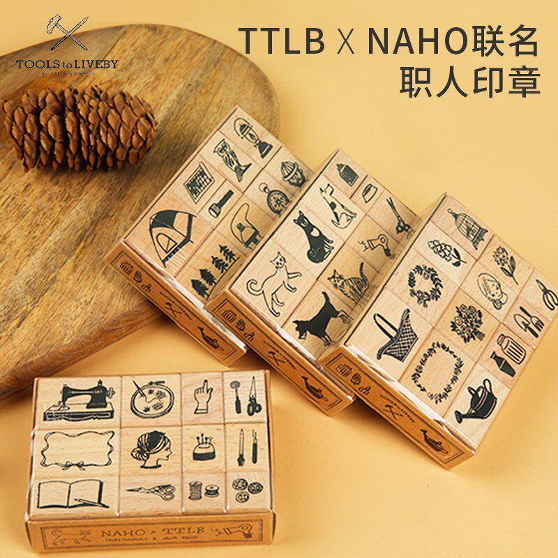 台湾Tools to Liveby文房具木质印章复古手帐字母符号
