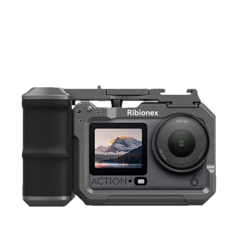 适用大疆Action6街拍手柄金属兔笼挂脖胸带运动相机配件骑行配件