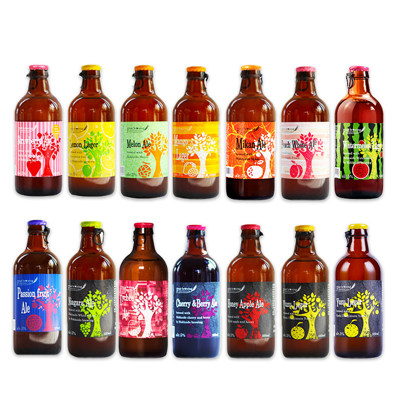 日本进口北海道小樽果酿精酿果味啤酒300ml*5瓶组合尝鲜装