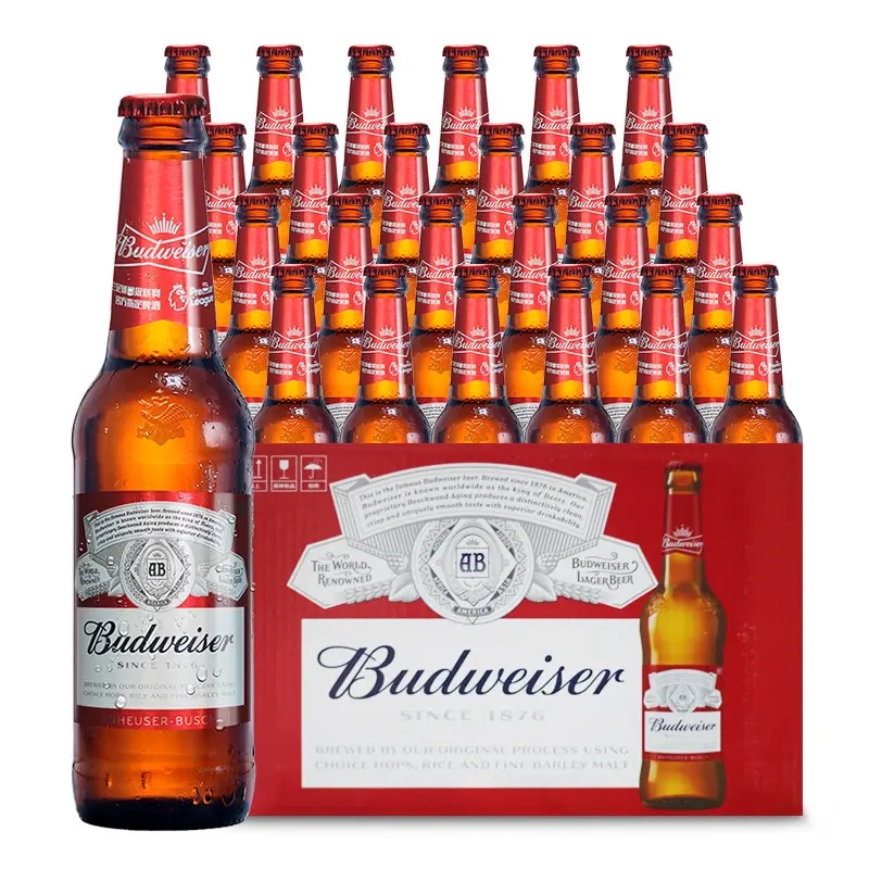 原装进口百威啤酒Budweiser清爽型拉格黄啤酒330ml*24瓶整箱清仓 酒类 啤酒 原图主图