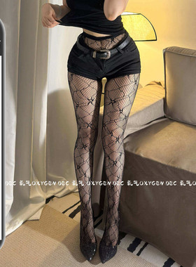 DEC醉花 性感渔网袜镂空黑色丝袜情调禁欲系辣妹显瘦蕾丝连裤袜女
