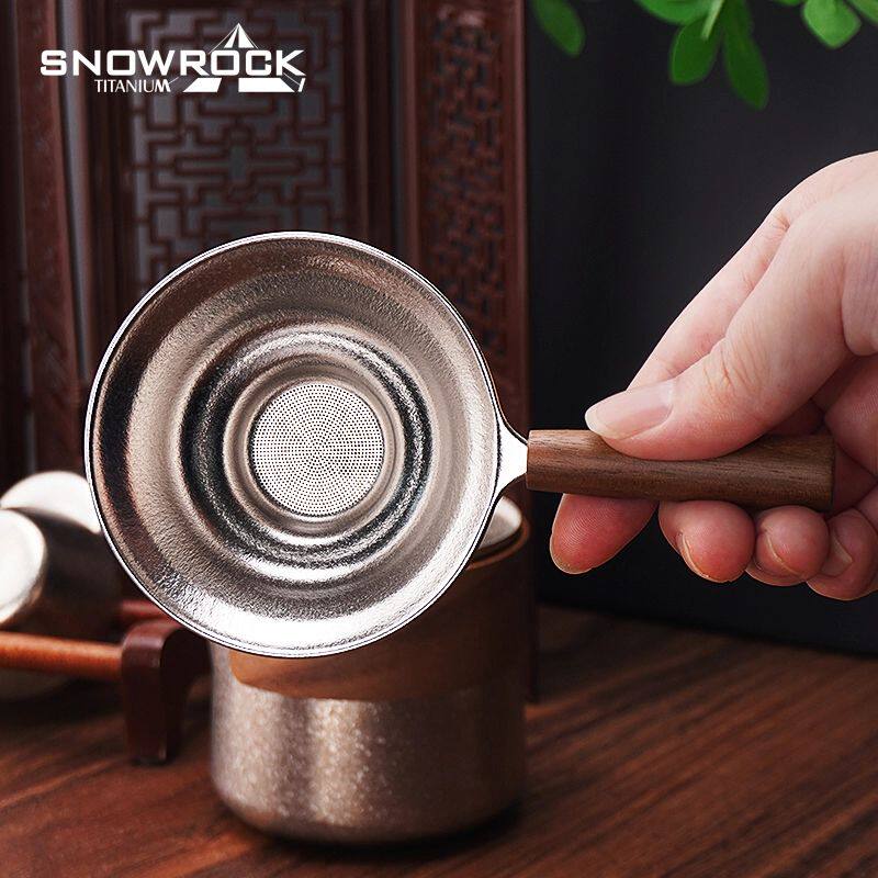 冰花实木手柄纯钛茶隔茶漏复古千孔密孔（小孔）