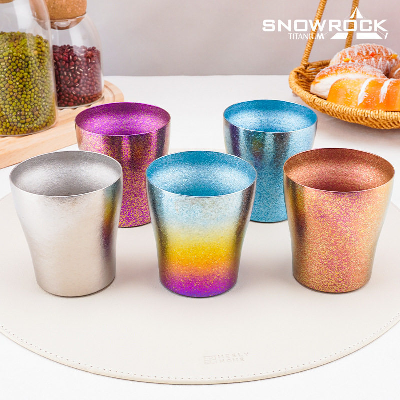 SNOWROCK纯钛啤酒杯户外随手杯家大容量轻奢水杯防烫双层钛杯