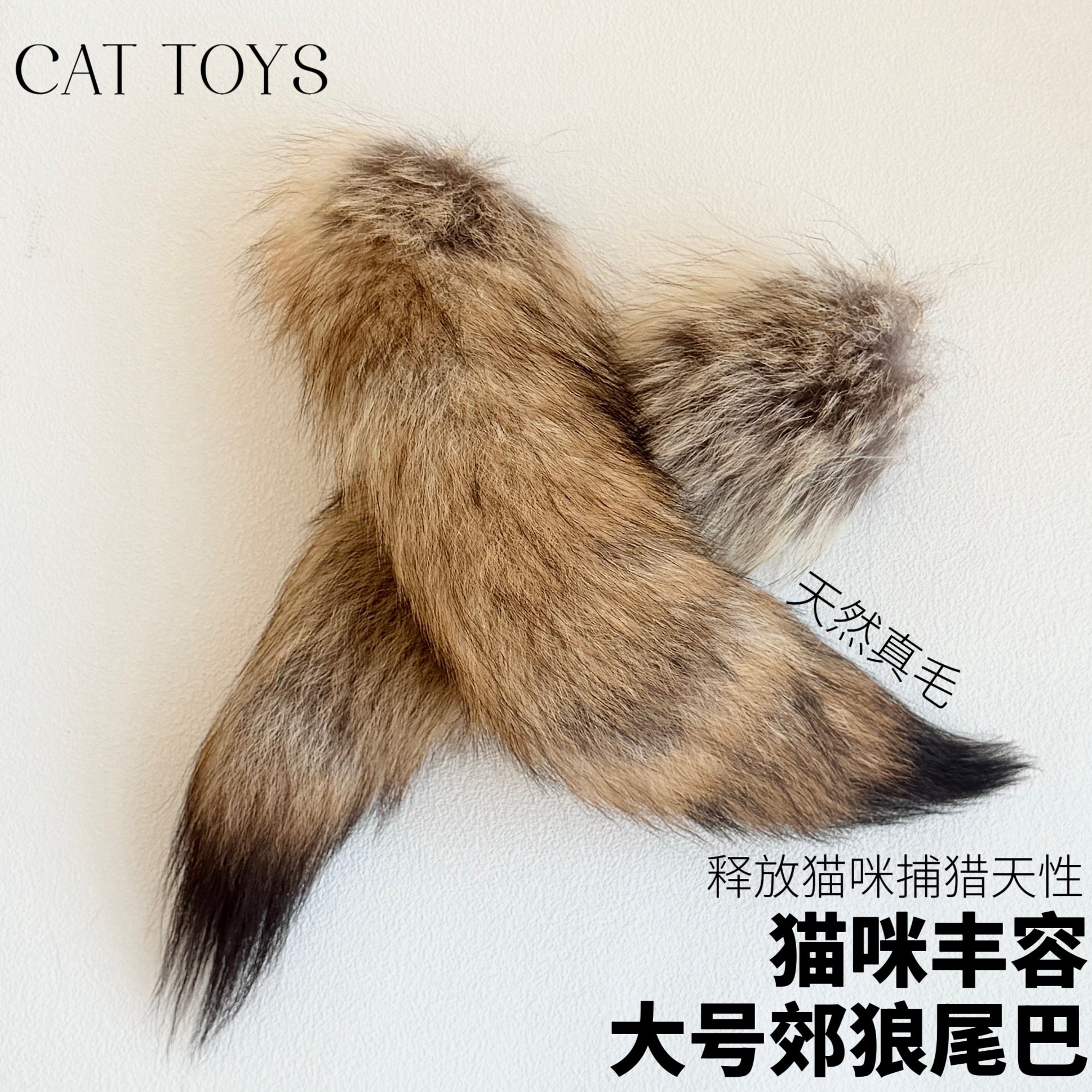 猫咪丰容玩具郊狼尾巴天然真毛宠物气味丰荣啃咬玩具解闷自嗨神器