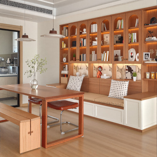 卡座沙发书柜一体整墙客厅到顶带玻璃门展示柜满墙书柜组合网红柜