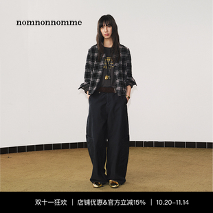 nomnonnomme可造型款羊毛格子棉质短款合身版衬衫