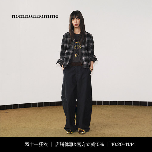 可造型羊毛格子棉质合身版衬衫