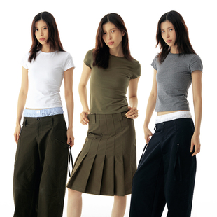 fit纯色短袖 弹力clean T恤三色 基础好穿修身 nomnonnomme