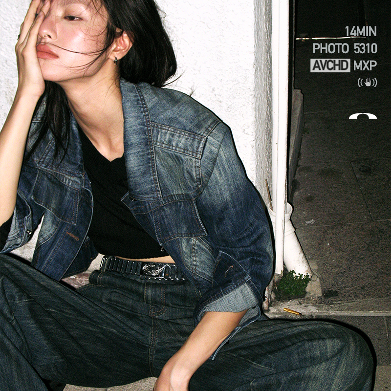 nomnonnomme大口袋合身牛仔外套