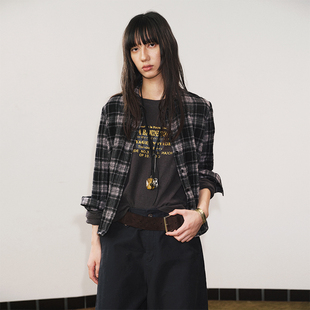 衬衫 合身版 羊毛格子棉质短款 nomnonnomme可造型款