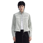 nomnonnomme 拉链分割皮衣夹克外套 复古休闲合身短版