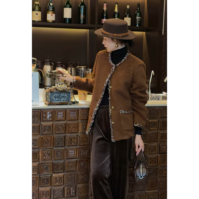 【曼城旧事】冬季经典时尚轻奢外套小香风羽绒服 新国标90白鸭绒