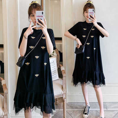 刺绣显瘦新款蜜蜂拼接夏装韩版