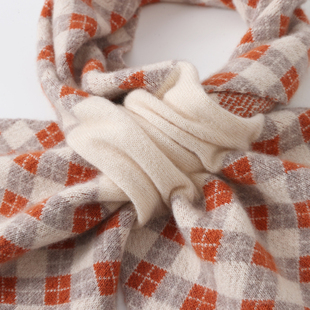 情侣送礼款 防风时尚 百搭穿孔保暖护颈围脖韩版 羊绒格子围巾女冬季