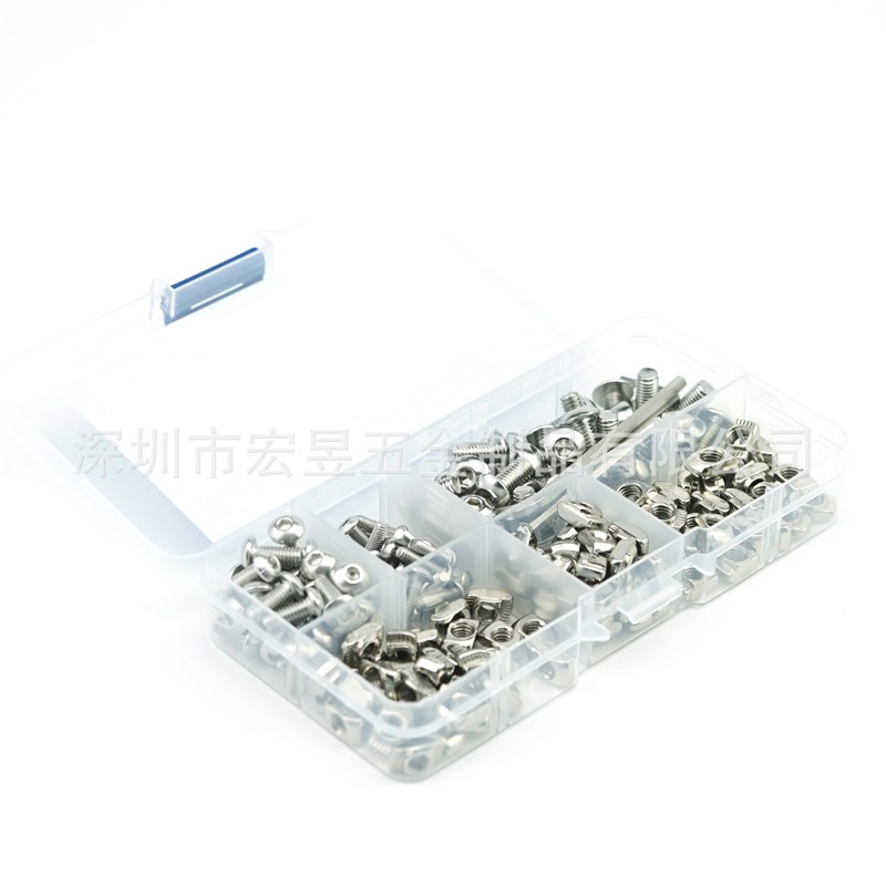 180pcs欧标T型螺母块 s铝型材专用螺母M3M4M5 配螺丝扳手盒装套装