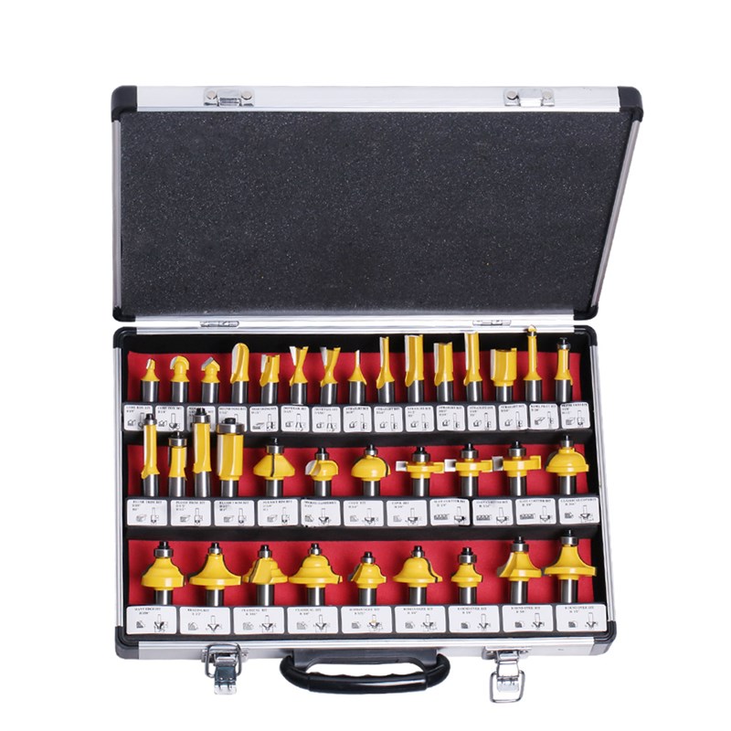 1/4柄 35件铣刀套装 修边机木N工铣刀 刀头套装