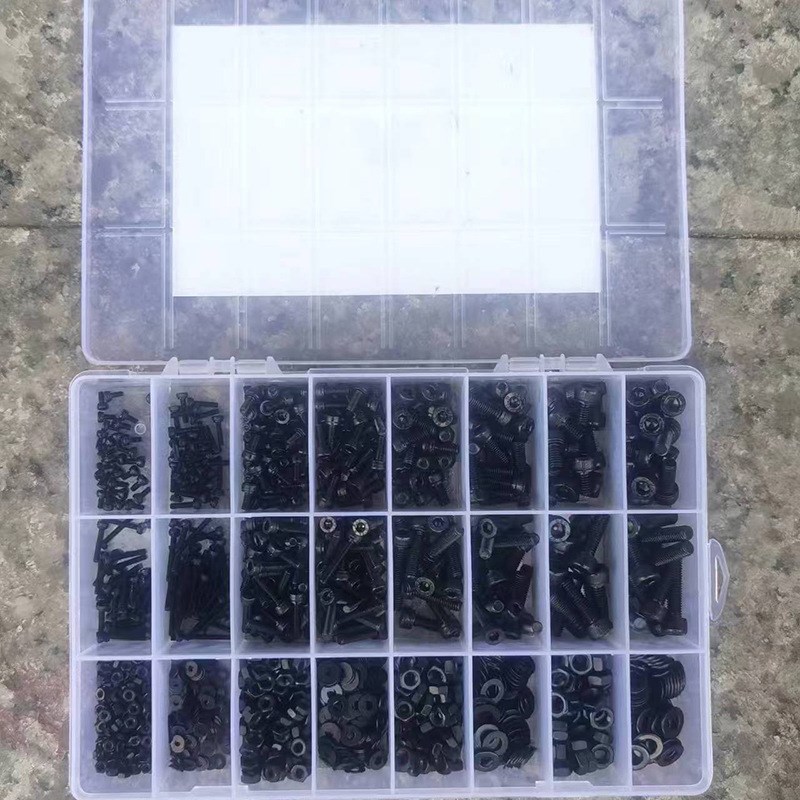 1390cs 高i强度黑色杯头内六角螺丝M2 M3 M4 M5配螺母平垫组合套