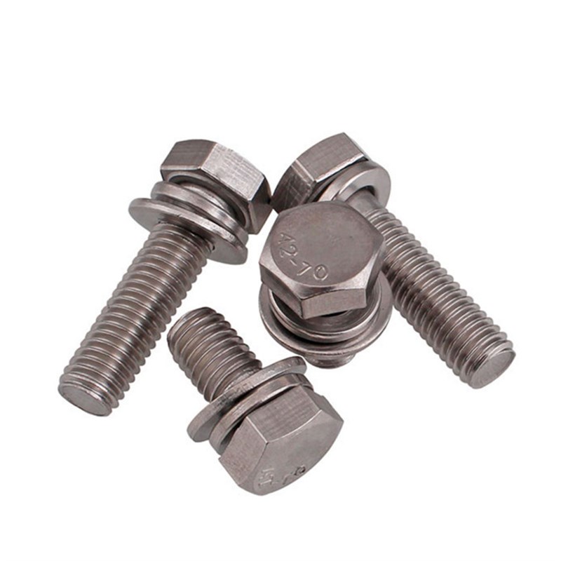 201不锈钢GB9074.17六角三组合普通钢平脑外六角U三合一自升螺丝
