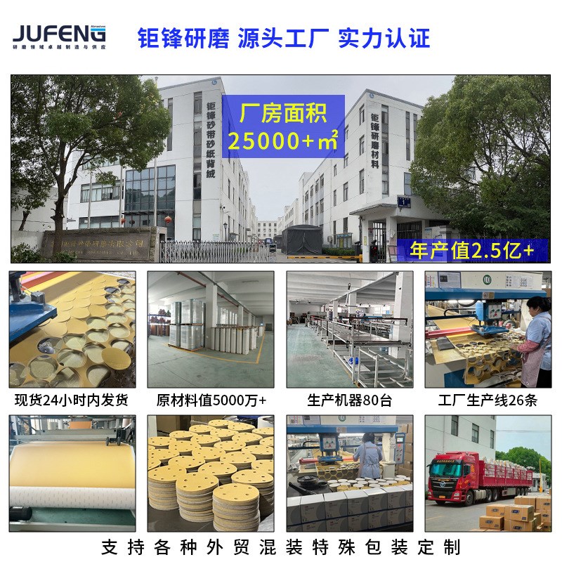 植绒圆盘打磨砂纸片5寸6孔干E磨黄砂纸汽车漆面抛光砂碟直供